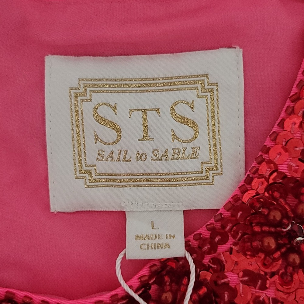 SAIL TO SABLE x Style Charade Size Large Pink Beaded & Sequin 'Tracey' Dress NWT - Picture 4 of 11